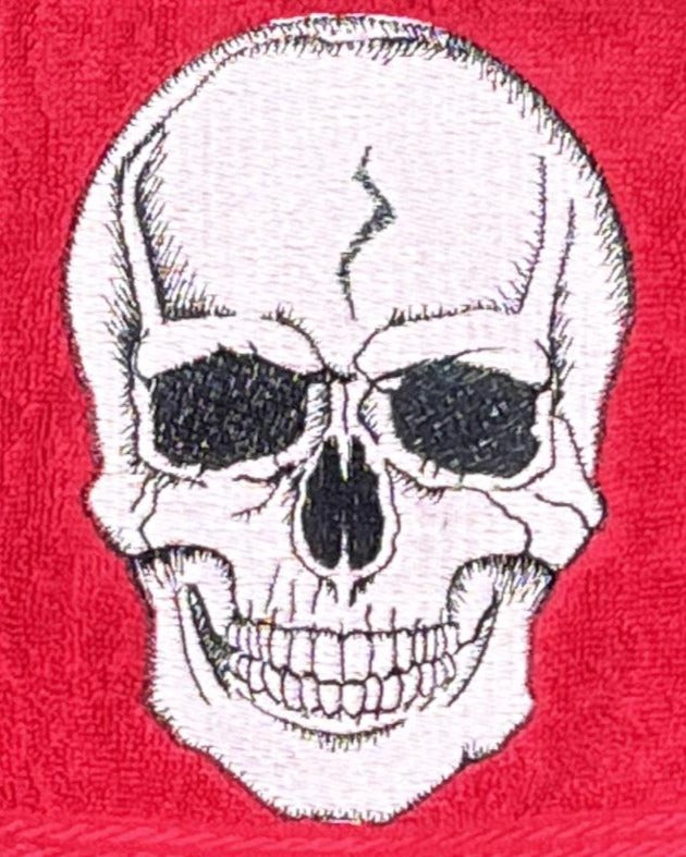 Skull Design, Skeleton Embroidered Hand Towel. Dia de Muertos, Day of the Dead Embroidered White or Color hand Towel. Gift, home decor.