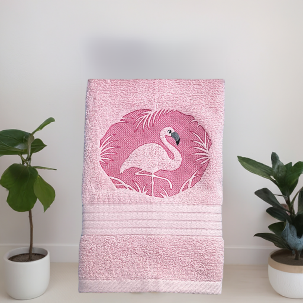 Pink Flamingo Design Embroidered hand Towel. Gift, personalized towels. Summer towels. Summer vibes. (Copy)
