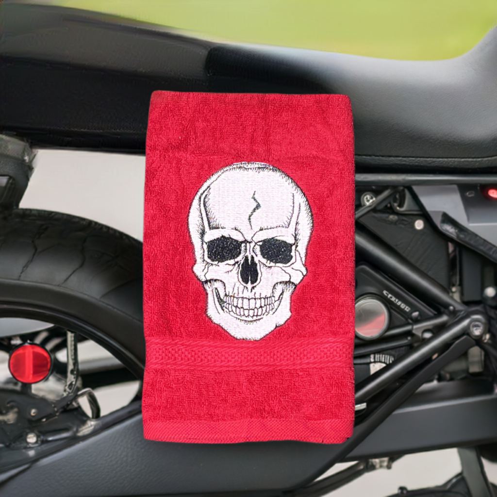 Skull Design, Skeleton Embroidered Hand Towel. Dia de Muertos, Day of the Dead Embroidered White or Color hand Towel. Gift, home decor.