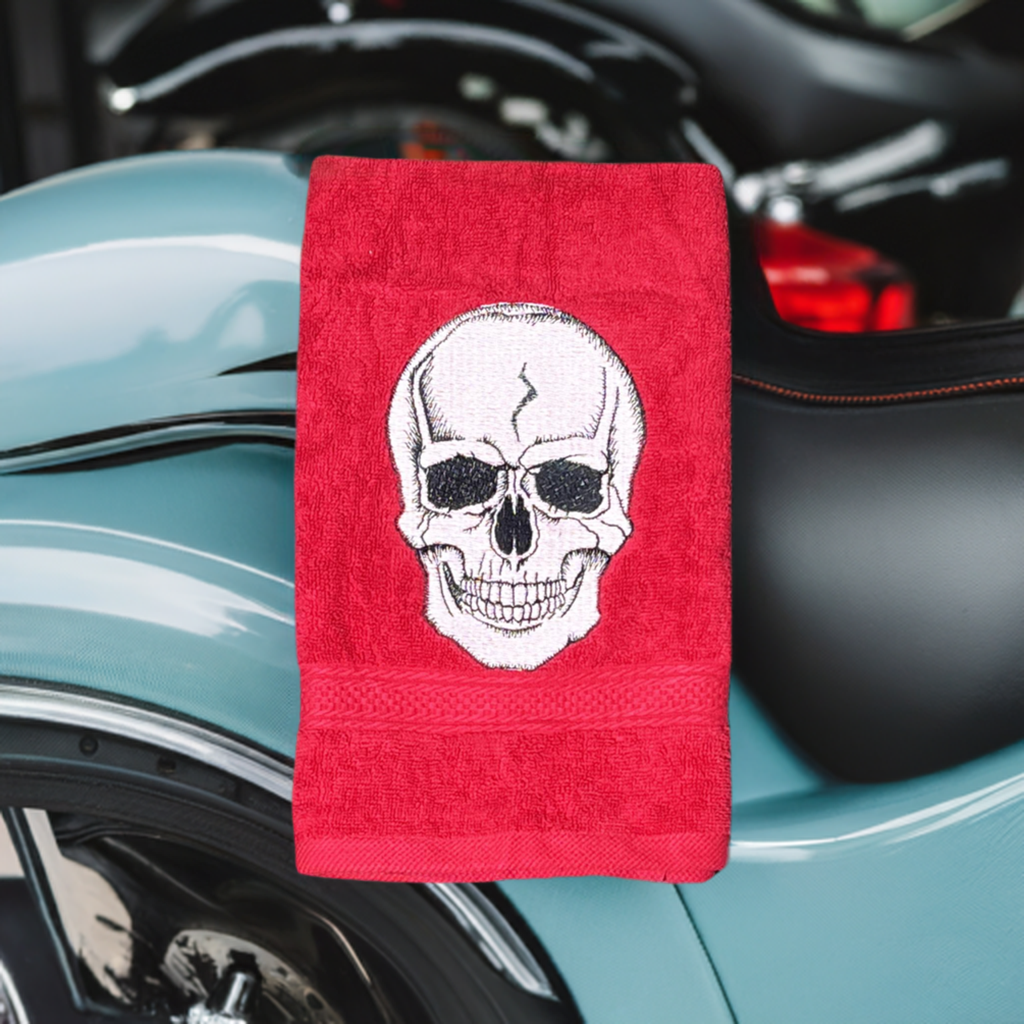Skull Design, Skeleton Embroidered Hand Towel. Dia de Muertos, Day of the Dead Embroidered White or Color hand Towel. Gift, home decor.