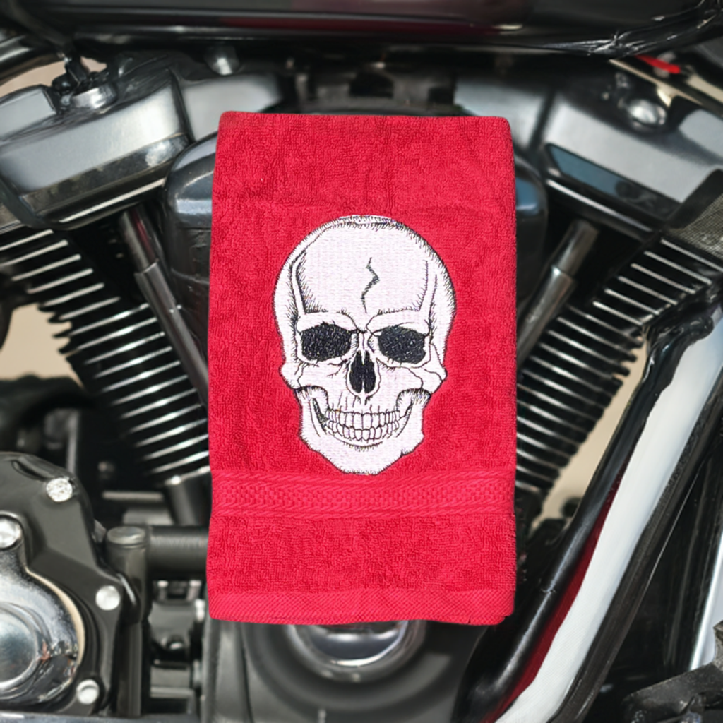 Skull Design, Skeleton Embroidered Hand Towel. Dia de Muertos, Day of the Dead Embroidered White or Color hand Towel. Gift, home decor.