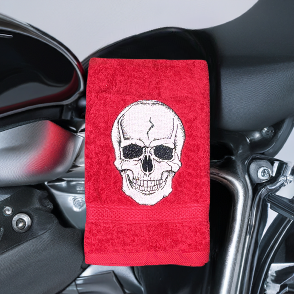 Skull Design, Skeleton Embroidered Hand Towel. Dia de Muertos, Day of the Dead Embroidered White or Color hand Towel. Gift, home decor.