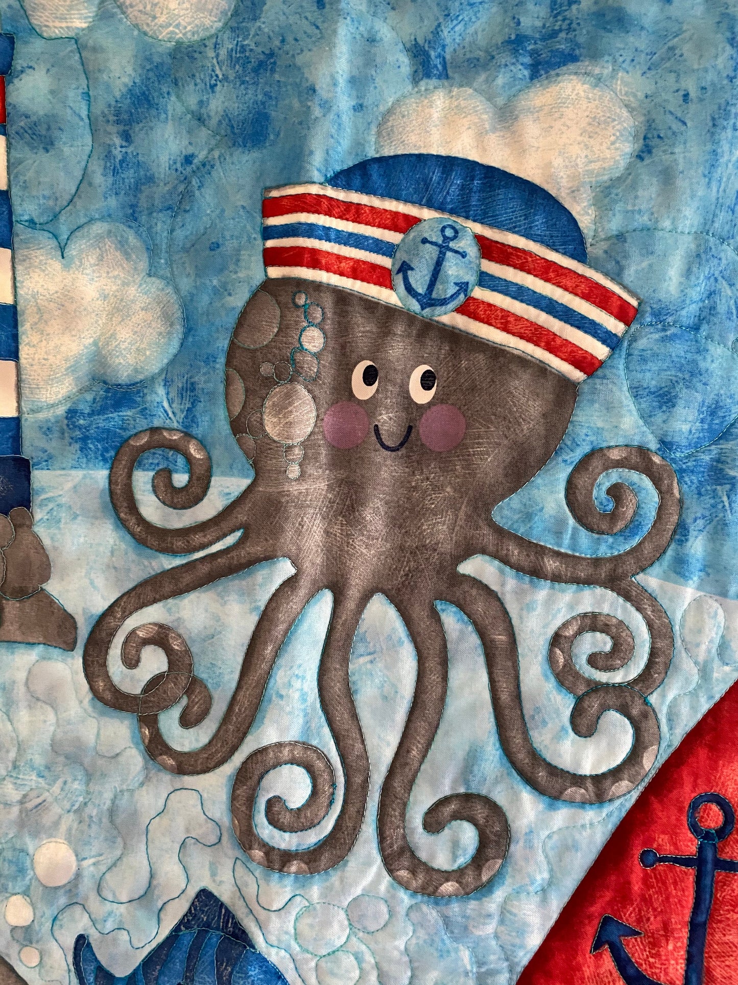 Anchors Away Baby Quilt 100% Cotton Made in USA. Baby Quilt, Gifts, Shower, Blanket