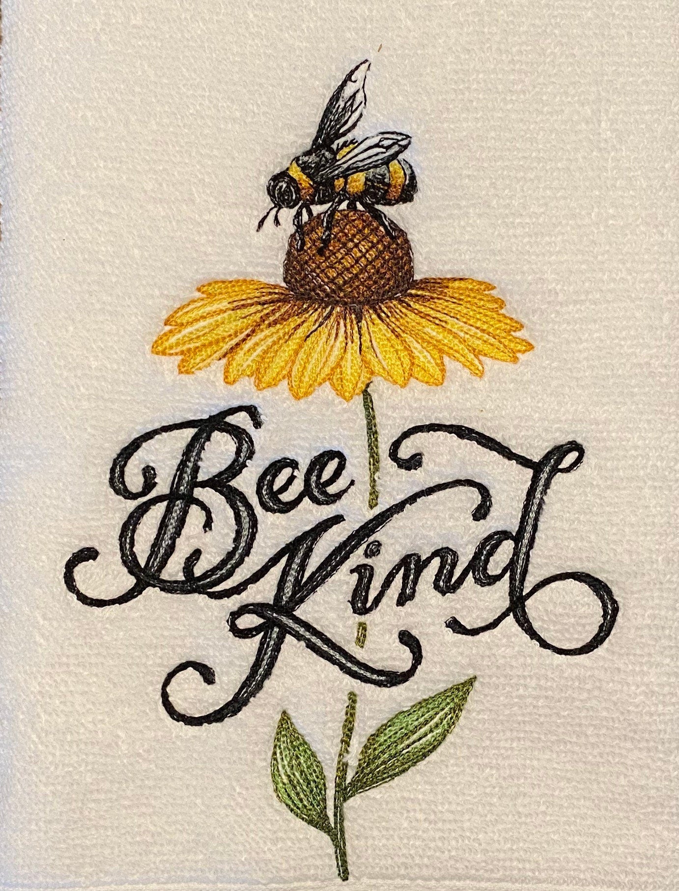 Bee Kind Embroidered  White hand Towel. Bathroom Towel. Hand Towel.