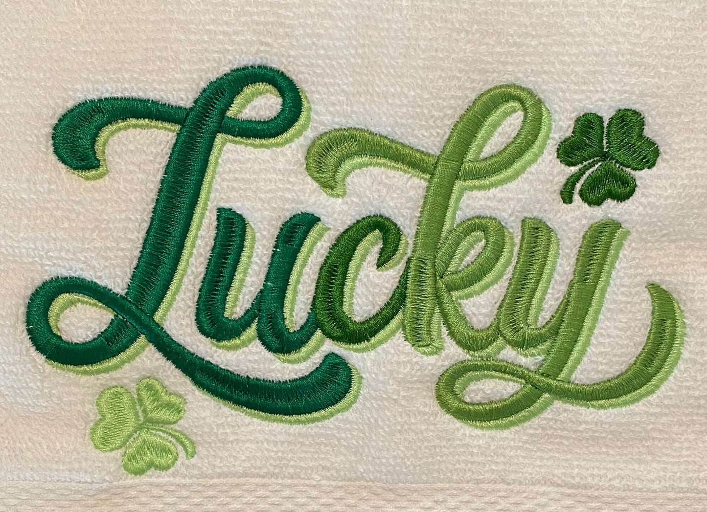 Lucky Embroidered  White hand Towel. Bathroom Towel. Hand Towel. personalized Gifts. St. Patrick’s