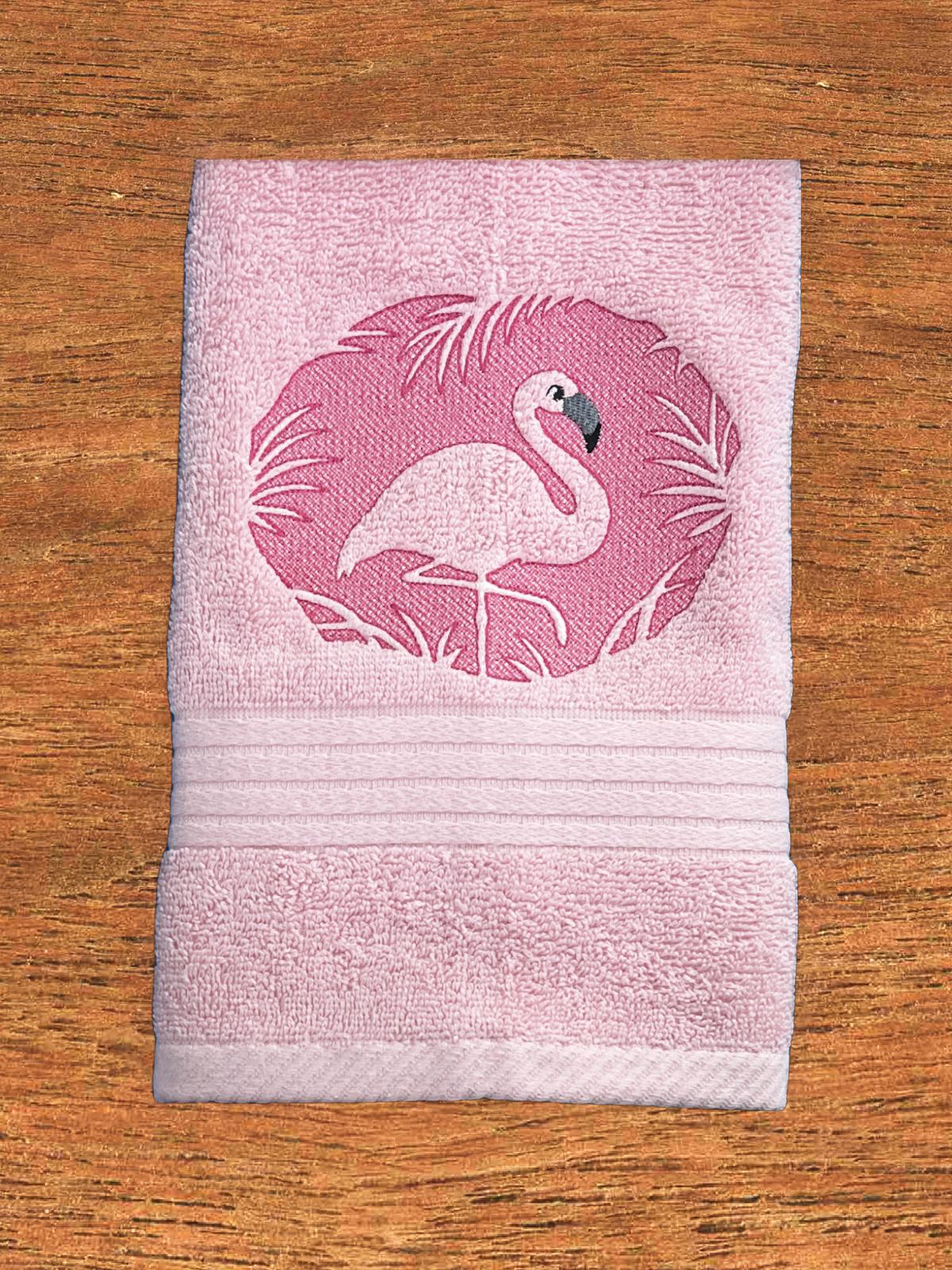 Pink Flamingo Design Embroidered hand Towel. Gift, personalized towels. Summer towels. Summer vibes. (Copy)