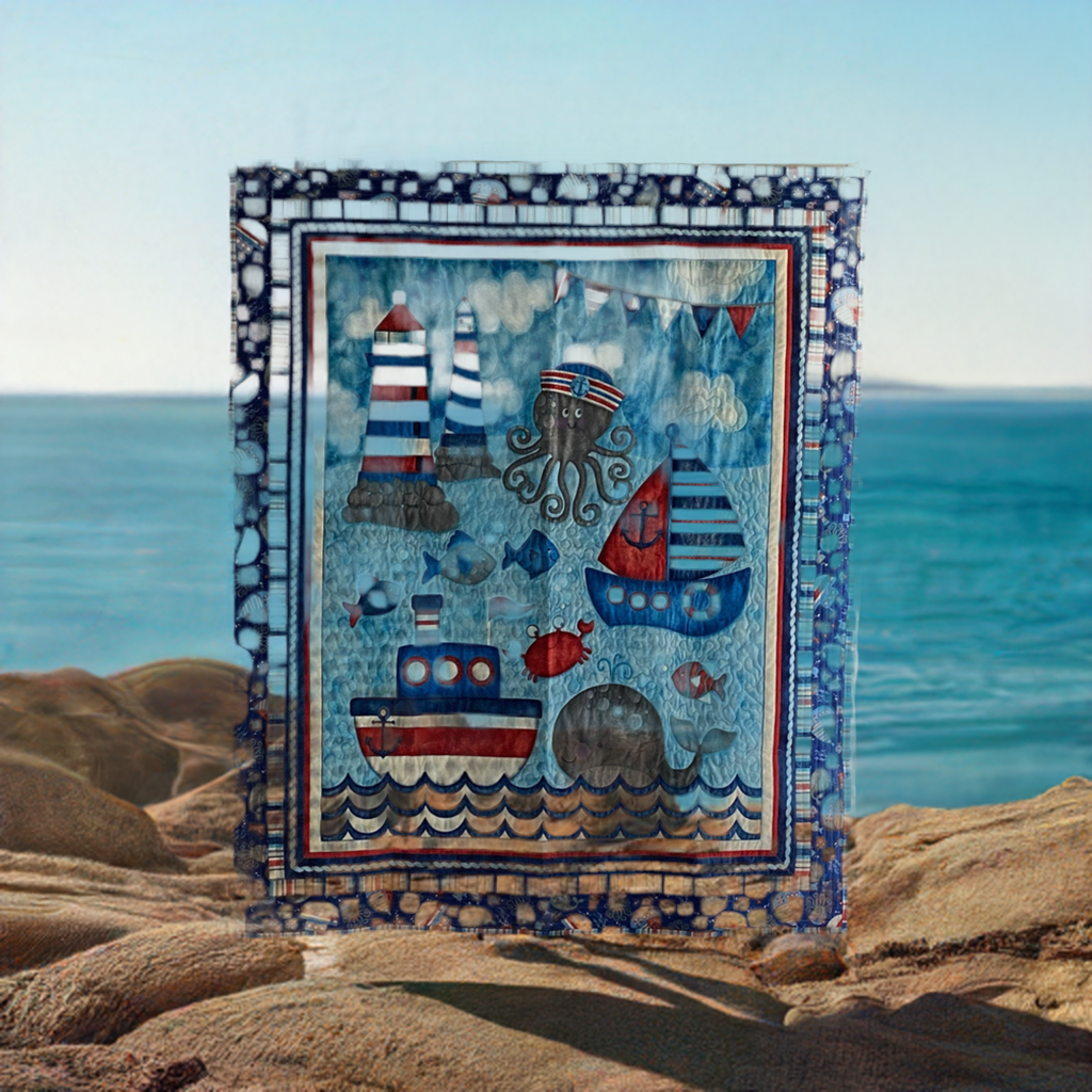 Anchors Away Baby Quilt 100% Cotton Made in USA. Baby Quilt, Gifts, Shower, Blanket