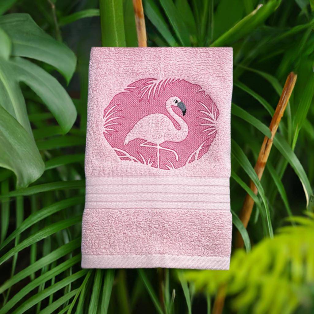 Pink Flamingo Design Embroidered hand Towel. Gift, personalized towels. Summer towels. Summer vibes. (Copy)