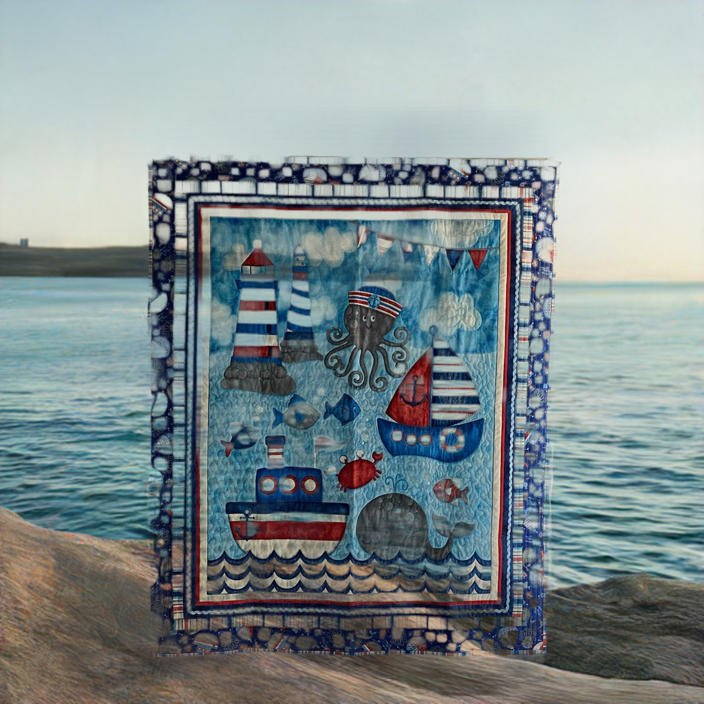 Anchors Away Baby Quilt 100% Cotton Made in USA. Baby Quilt, Gifts, Shower, Blanket
