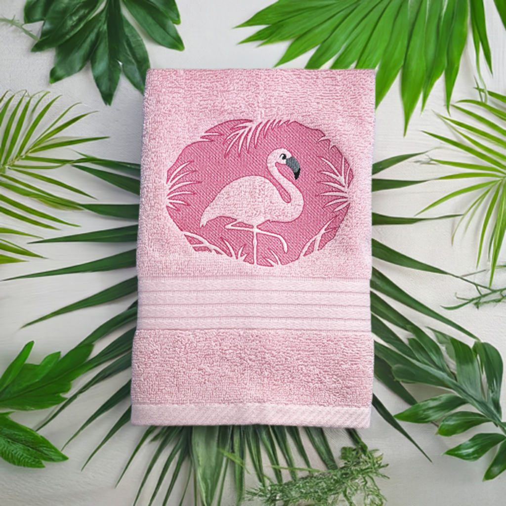 Pink Flamingo Design Embroidered hand Towel. Gift, personalized towels. Summer towels. Summer vibes. (Copy)