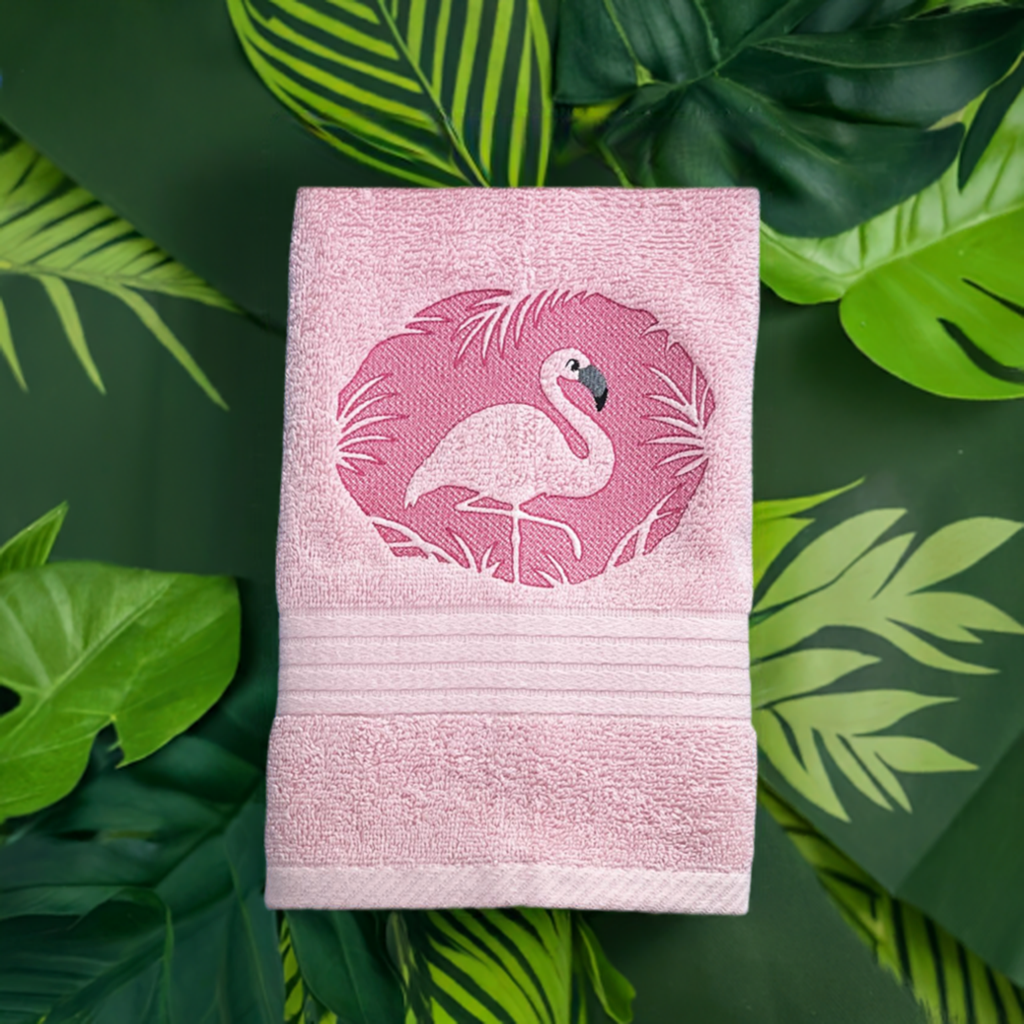 Pink Flamingo Design Embroidered hand Towel. Gift, personalized towels. Summer towels. Summer vibes. (Copy)