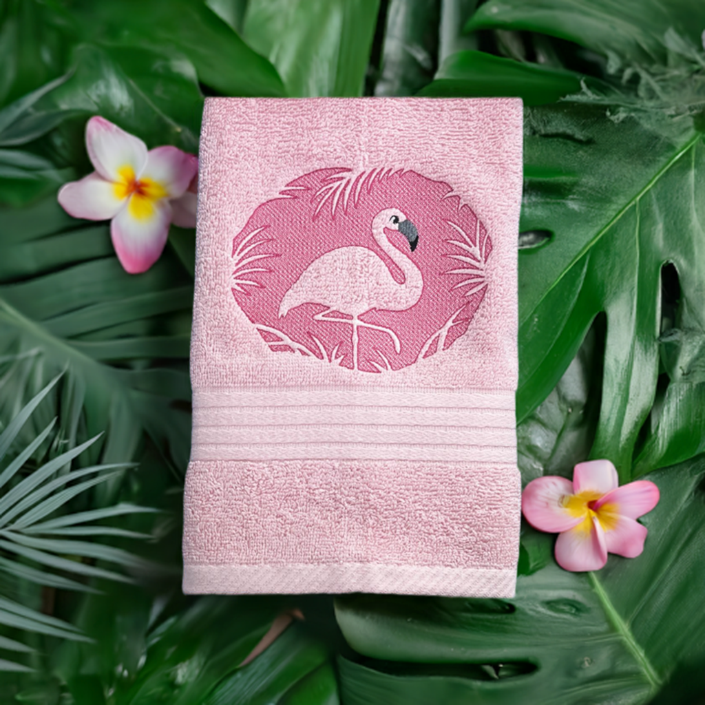 Pink Flamingo Design Embroidered hand Towel. Gift, personalized towels. Summer towels. Summer vibes. (Copy)