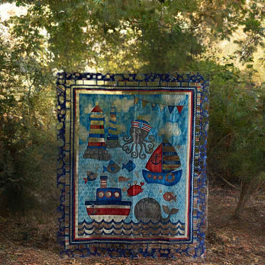 Anchors Away Baby Quilt 100% Cotton Made in USA. Baby Quilt, Gifts, Shower, Blanket