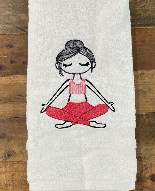 Namaste Beauty Hand Towel - Yoga-Gym hand Towels. Bathroom towels. Embroidered